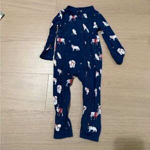 Kyte BABY Zippered Romper Navy One Piece with Polar Bear Design